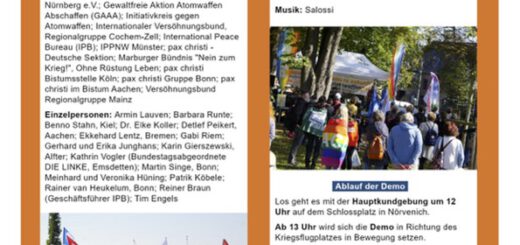 Flyer zur Demo am 22.10.2022 in Nörvenich "Atomkriegsmanöver Steadfast noon 2022 absagen!"