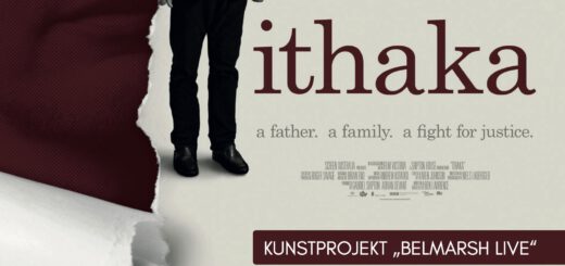 Filmplakat, das ein Foto von John Shipton, dem Vater von Julian Assange, in dunklem Anzug mit Krawatte zeigt.