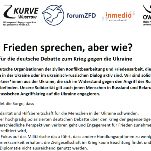 Über Frieden sprechen, aber wie? - Impulse für das Gespräch