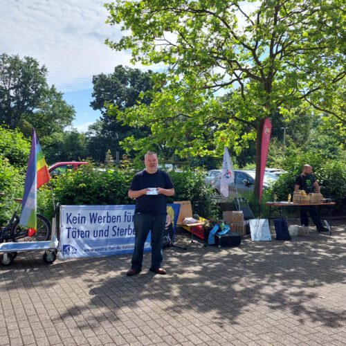 Infostand der DFG-VK und des ASTA's auf der Karrieremesse an der TH Köln