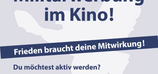 Flyer mit blauer Schrift auf hellem Grund