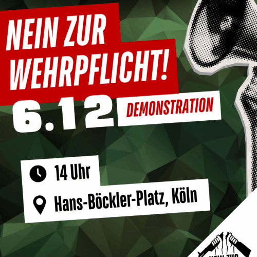 Plakat – NEIN ZUR WEHRPFLICHT 6.12. 14 Uhr