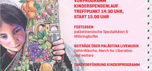Flyer zur Spendengala "Palästina muss leben" am 28. März 2026